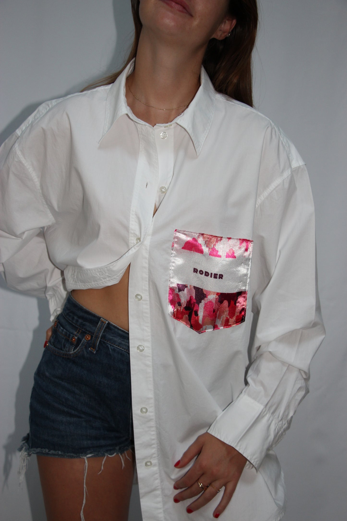 Chemise poche en foulard rose rodier