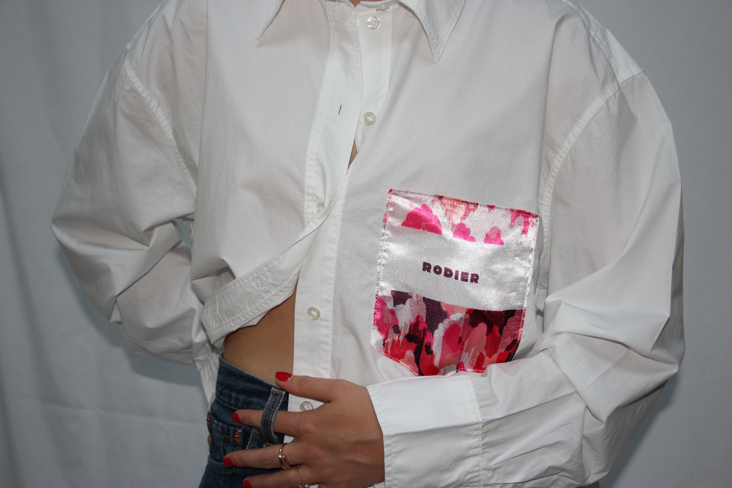 Chemise poche en foulard rose rodier