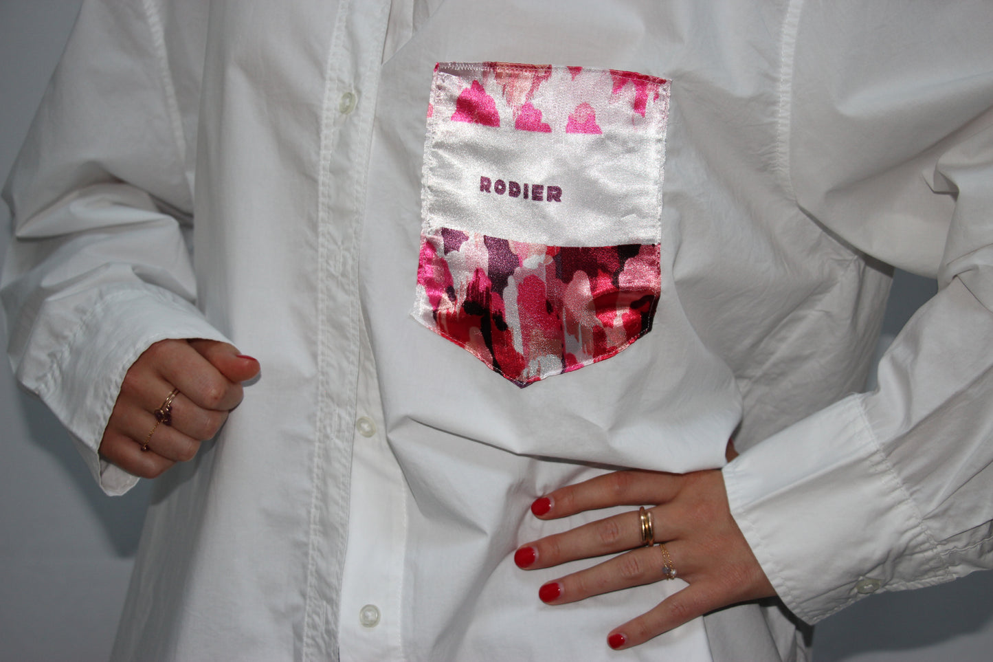 Chemise poche en foulard rose rodier