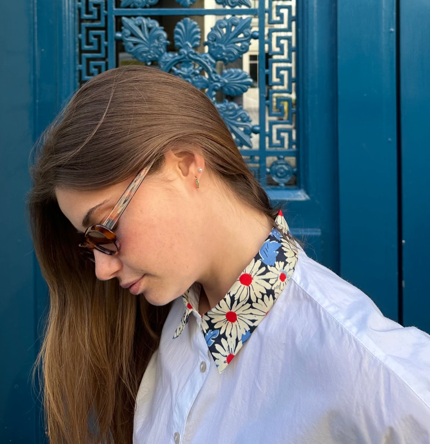 Chemise blanche col upcyclée taille M