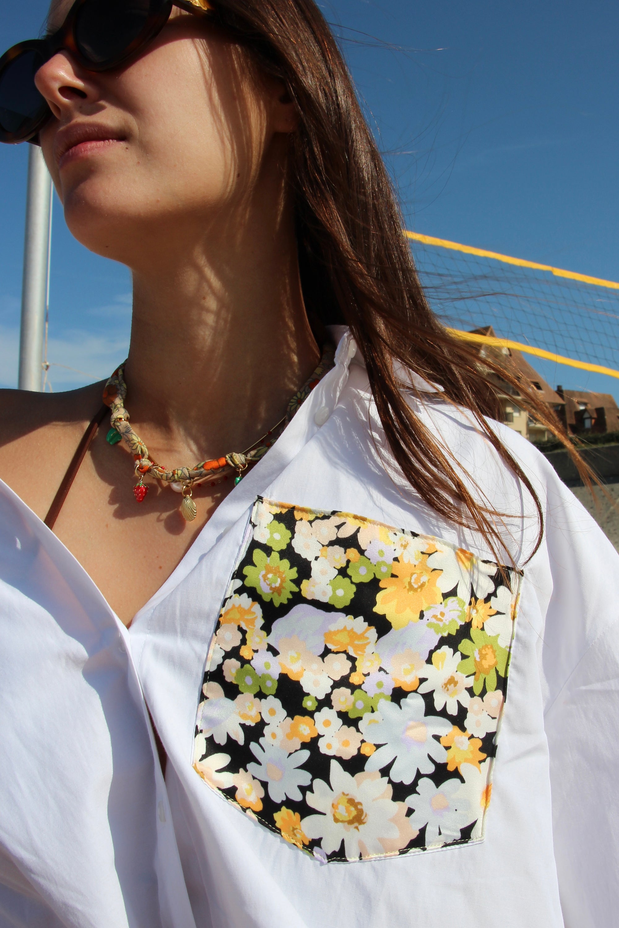 Chemise blanche poche upcyclée taille S/M