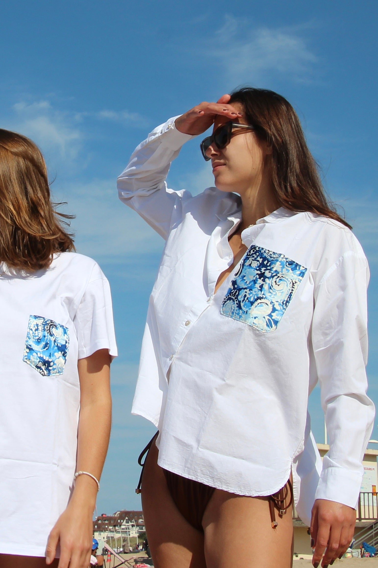 Chemise blanche poche upcyclée taille S