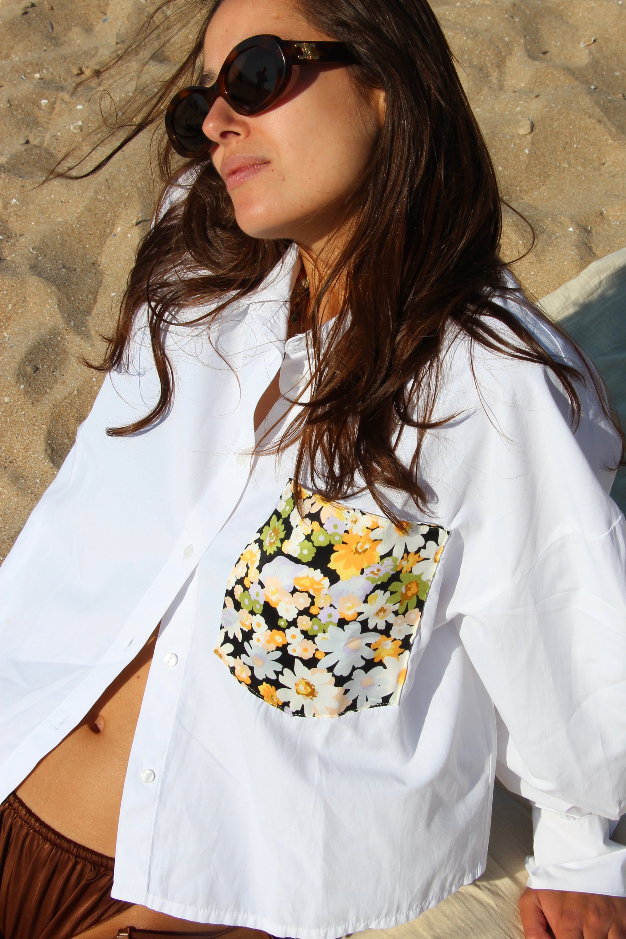 Chemise blanche poche upcyclée taille S/M