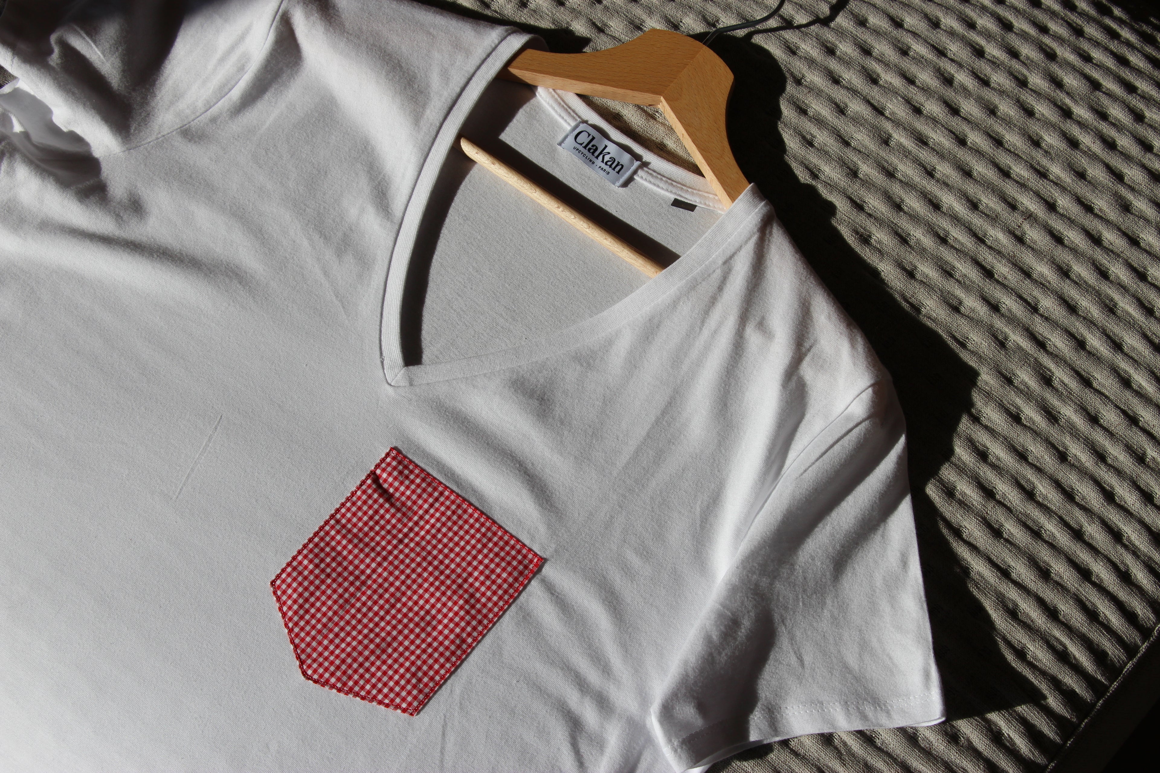 T-shirt poche en foulard vichy