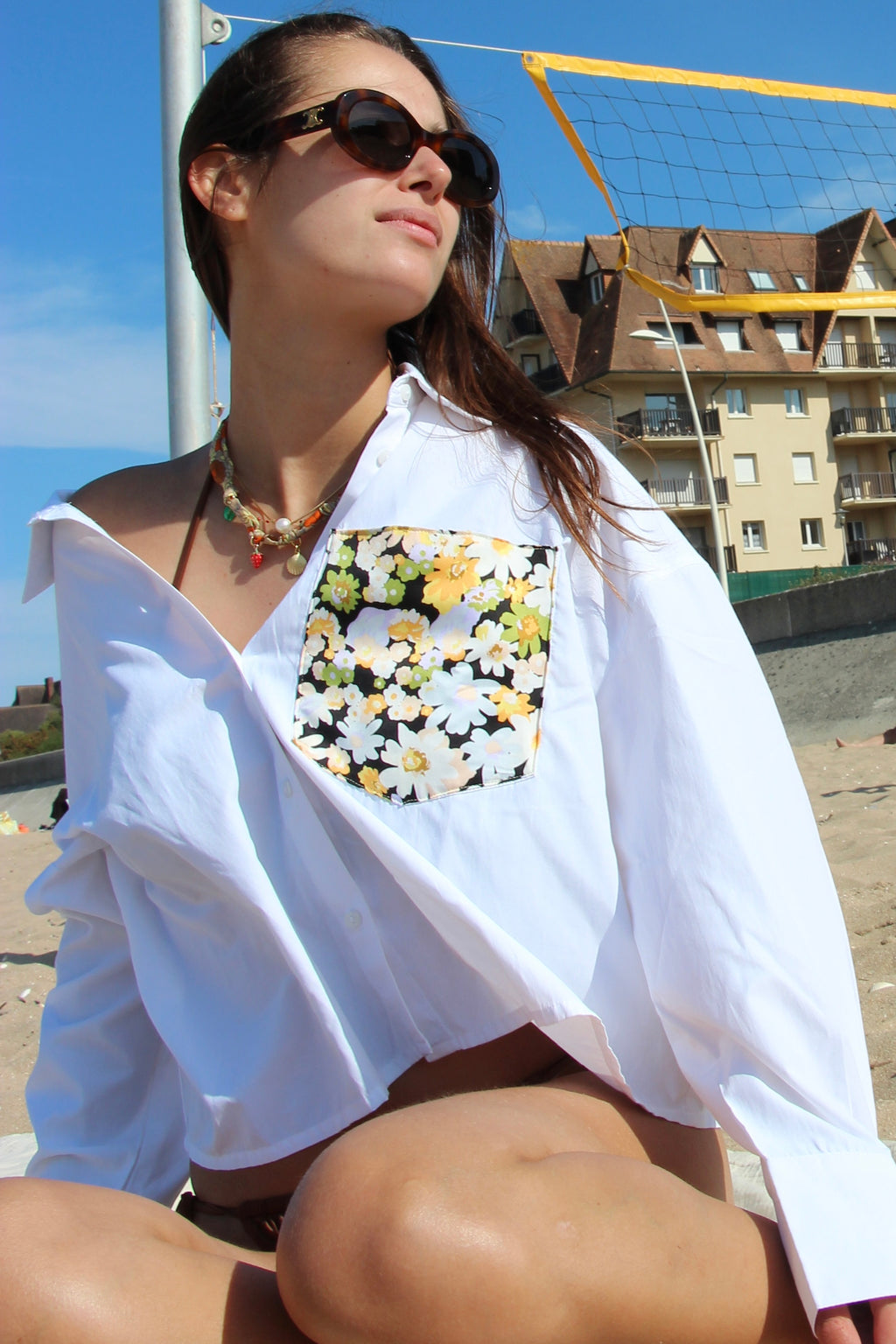 Chemise blanche poche upcyclée taille S/M