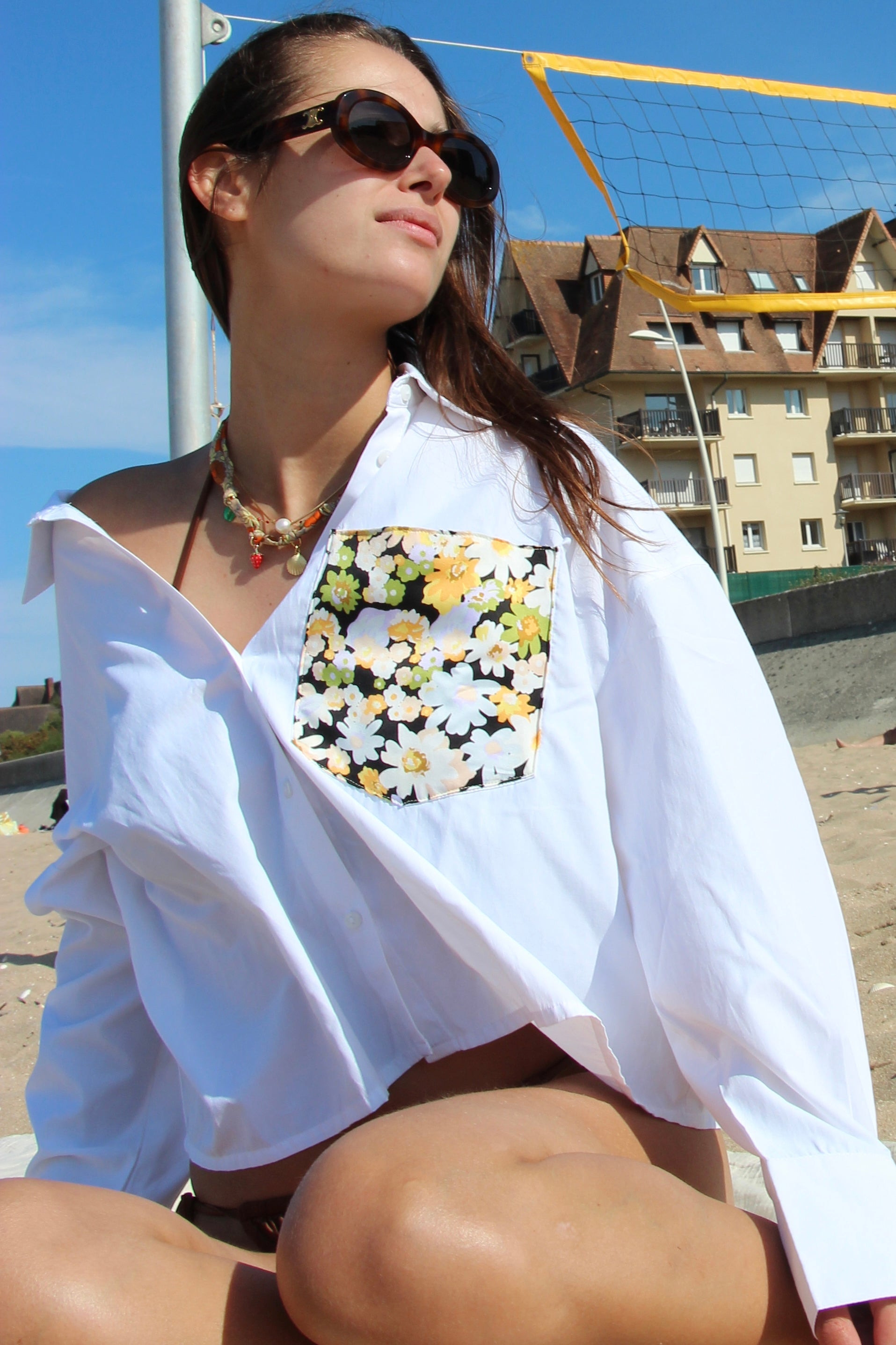 Chemise blanche poche upcyclée taille S/M