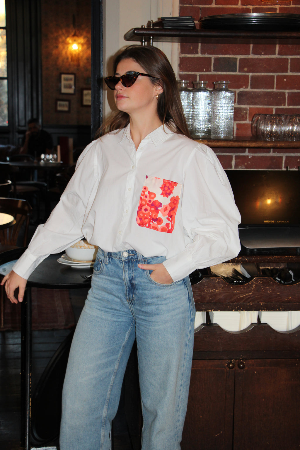 Chemise blanche poche upcyclée