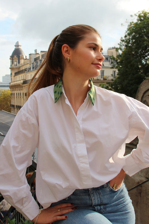 Chemise col en foulard vert 