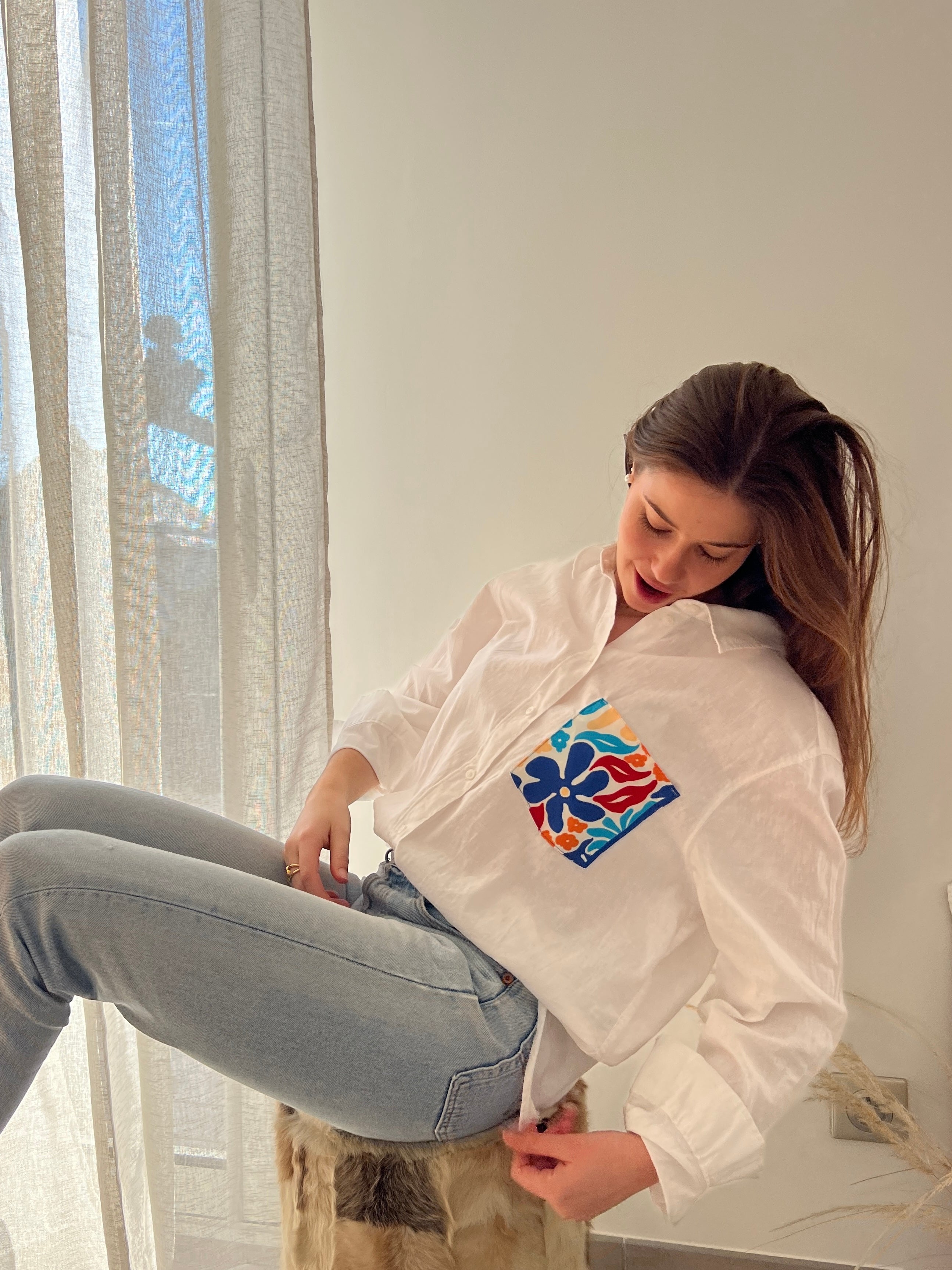 Chemise en lin Poche en foulard 