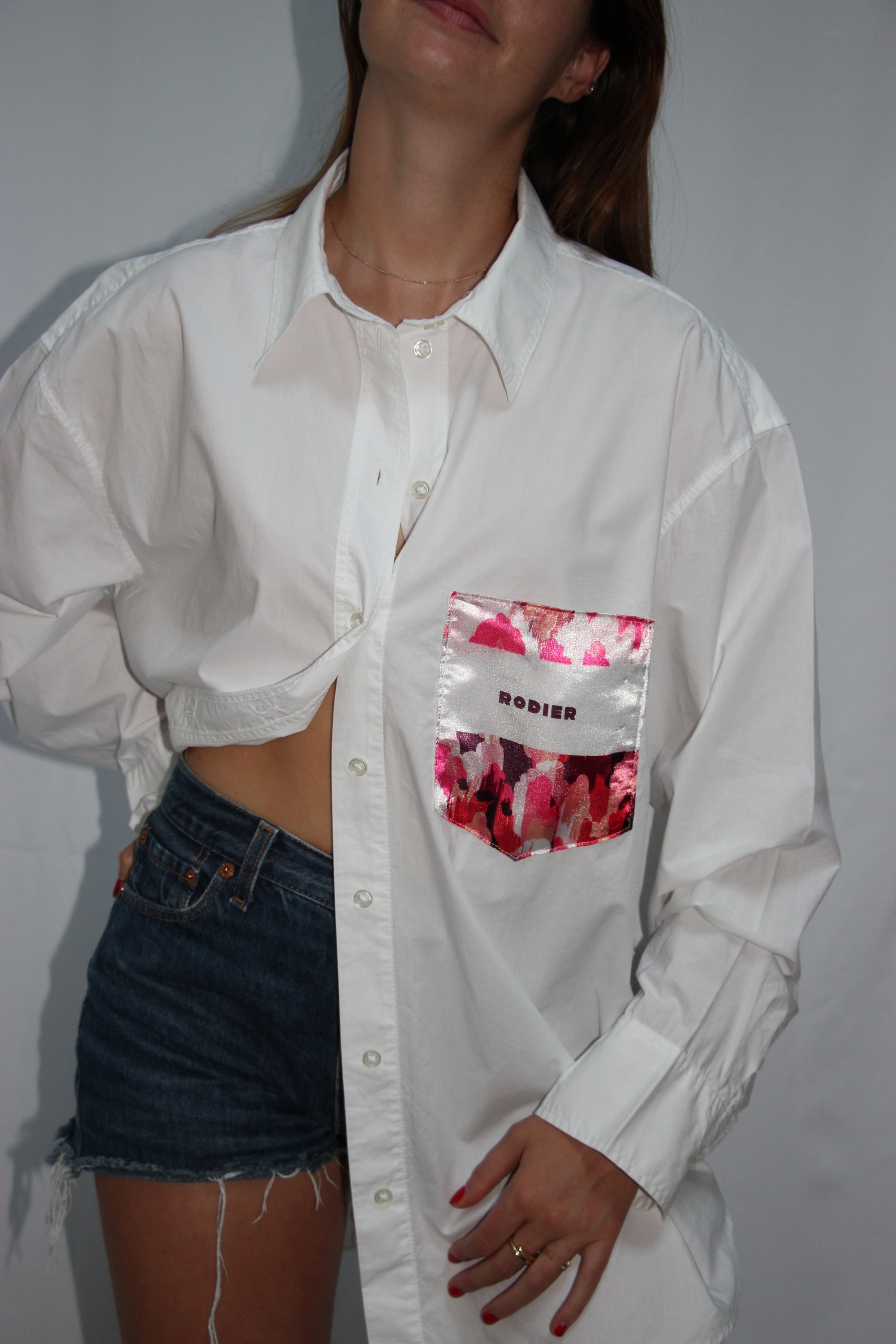 Chemise poche en foulard rose rodier