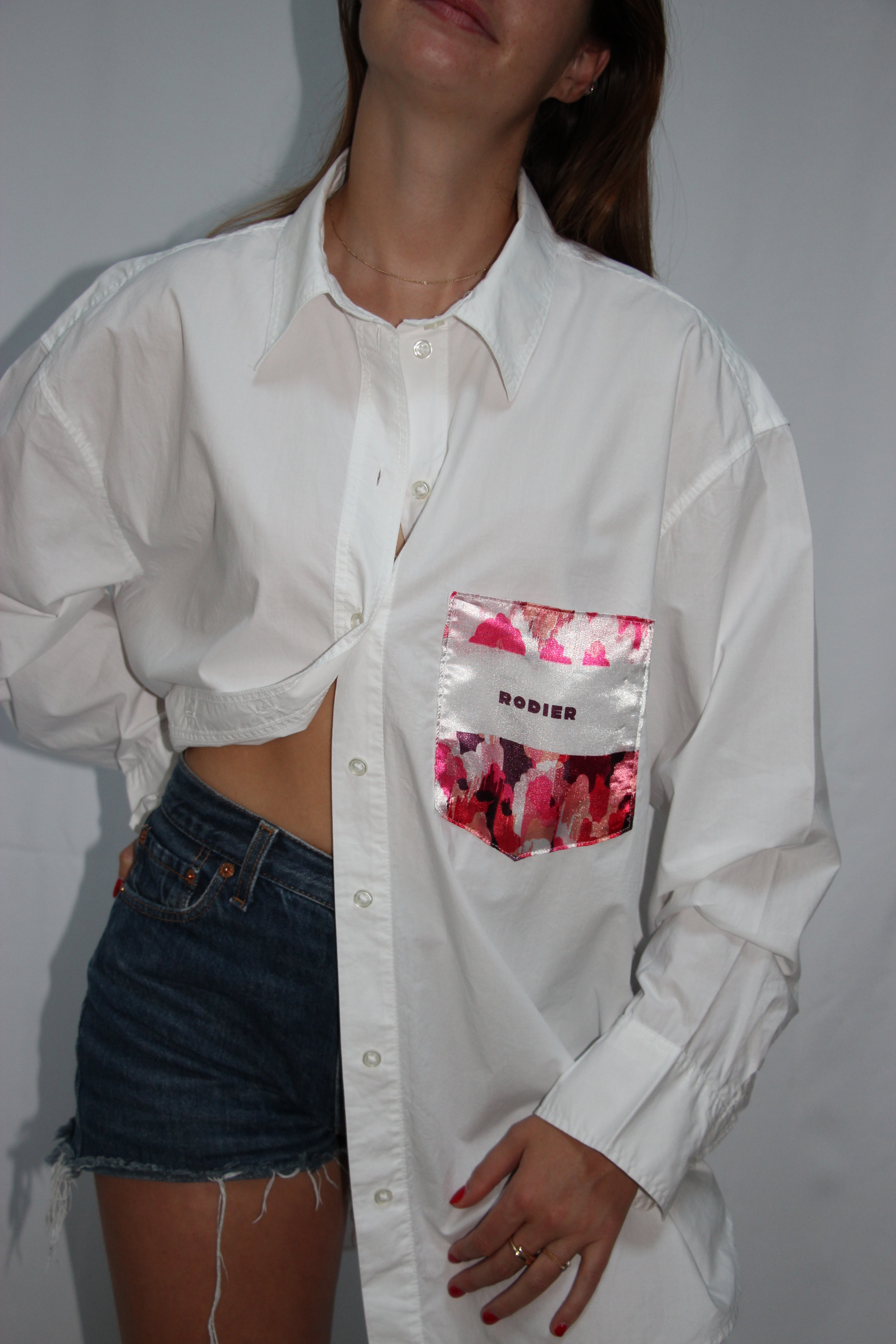 Chemise poche en foulard rose rodier