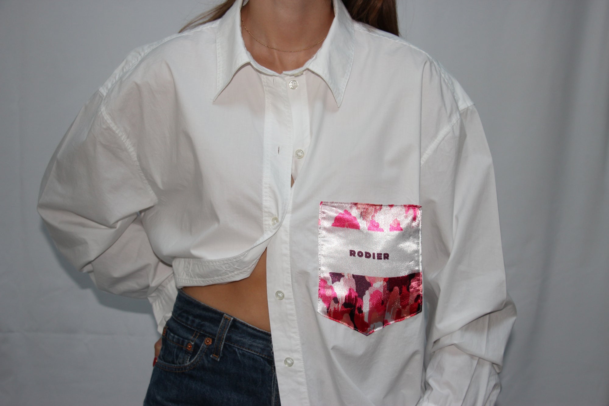 Chemise poche en foulard rose rodier