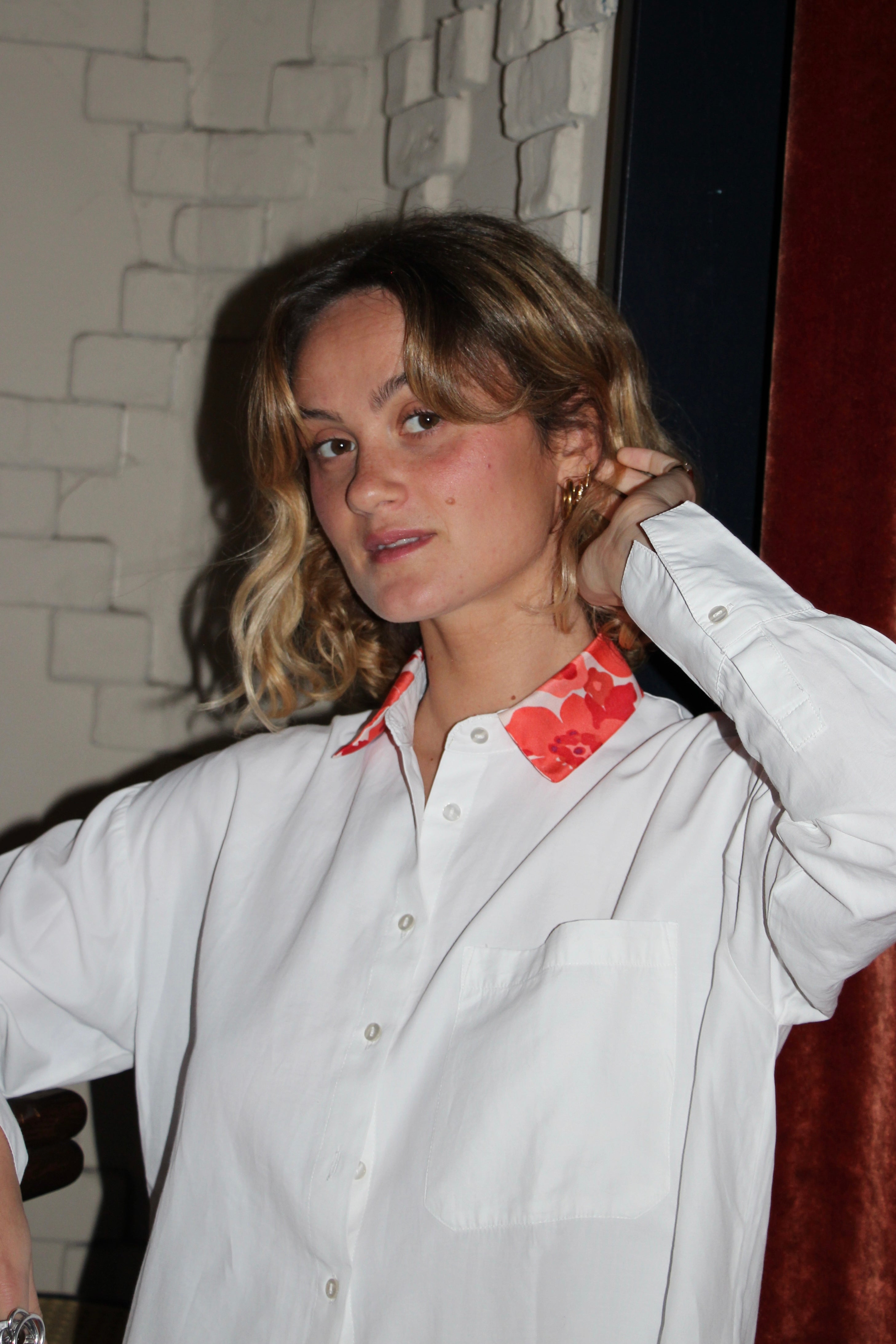 Chemise col en foulard rouge