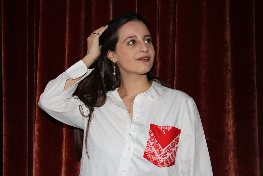 Chemise poche rouge en foulard