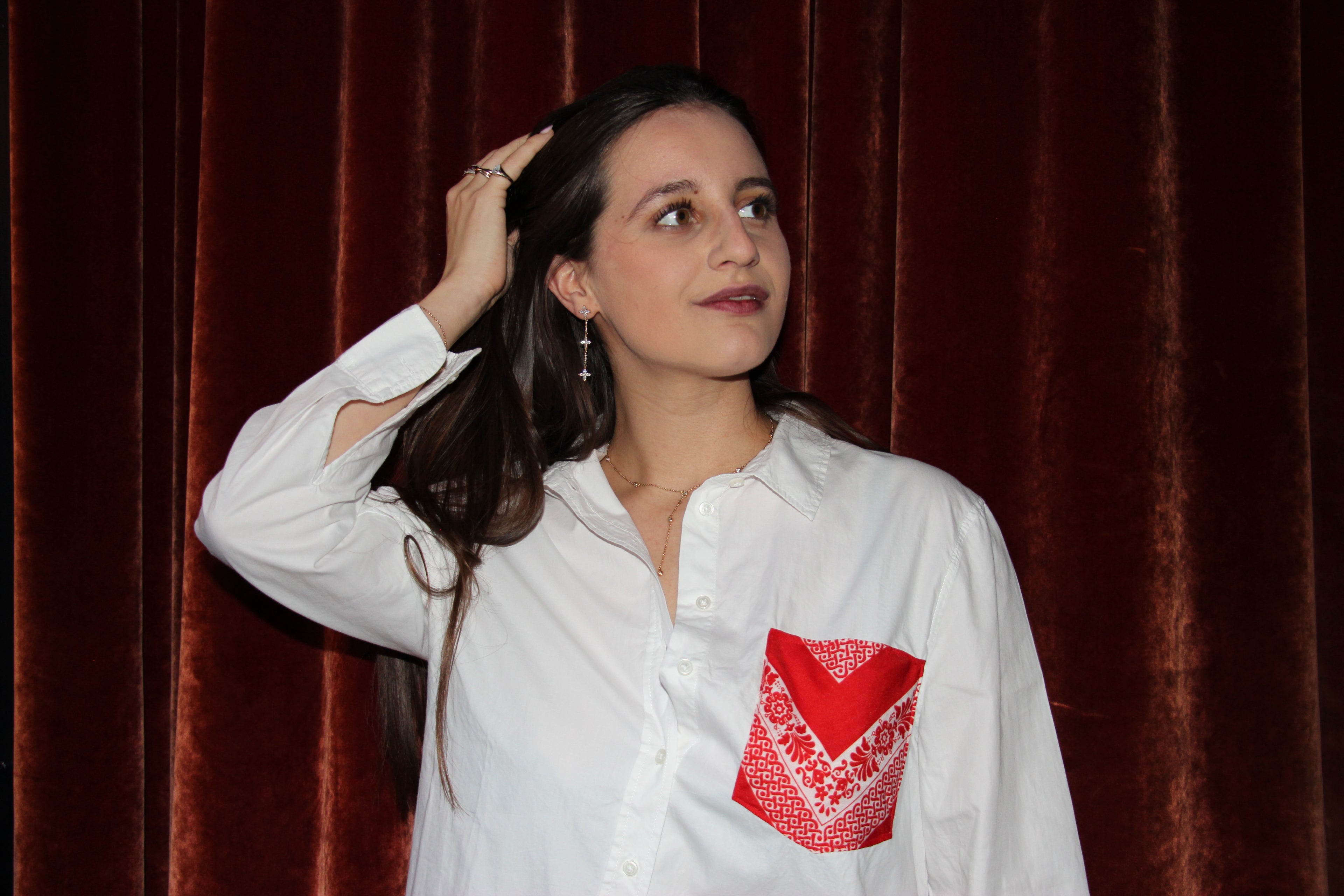 Chemise poche rouge en foulard
