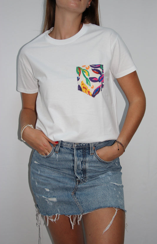 T-shirt blanc unisexe upcyclé