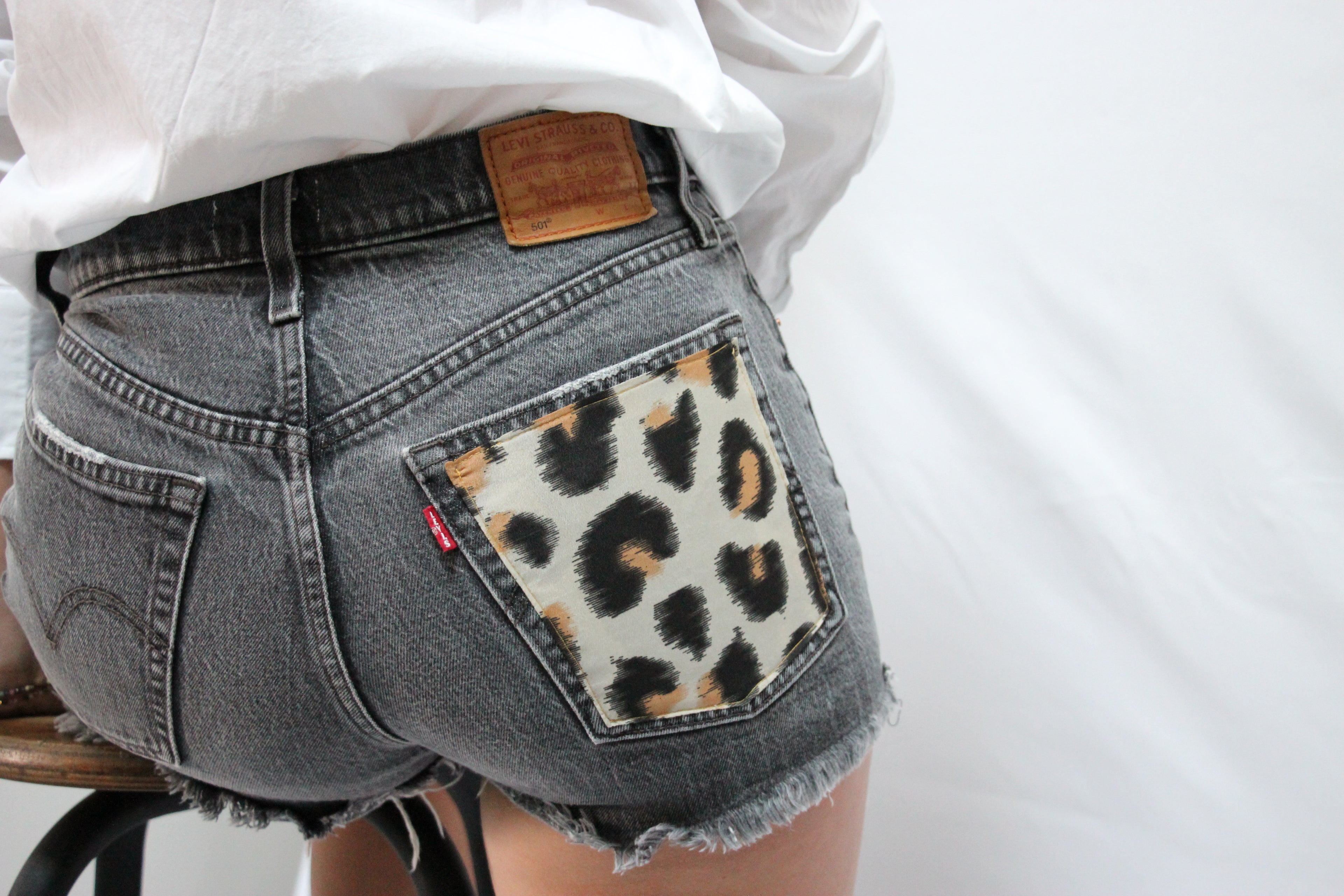 Short Levis 501 poche léopard 