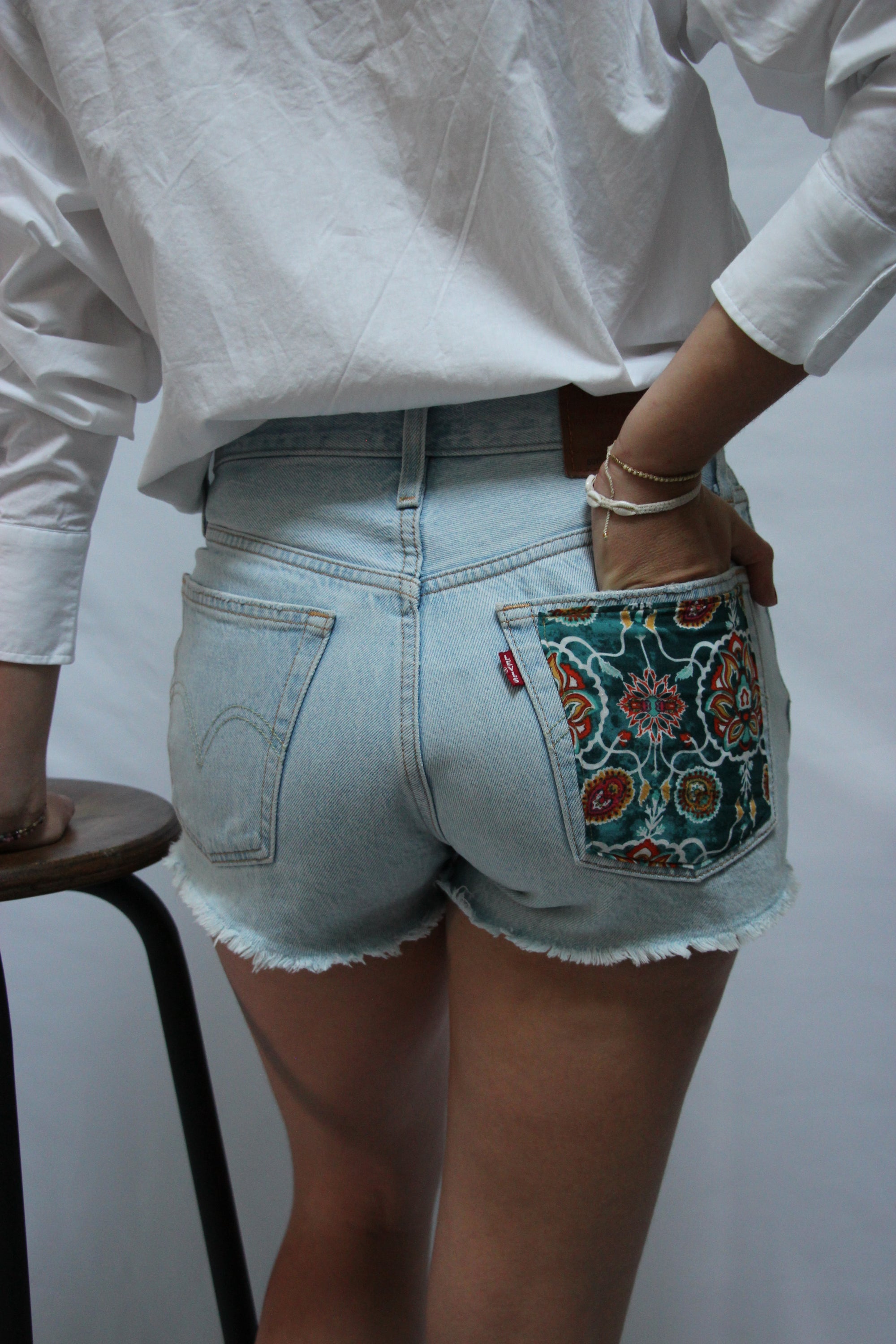 Short Levis 501 poche turquoise