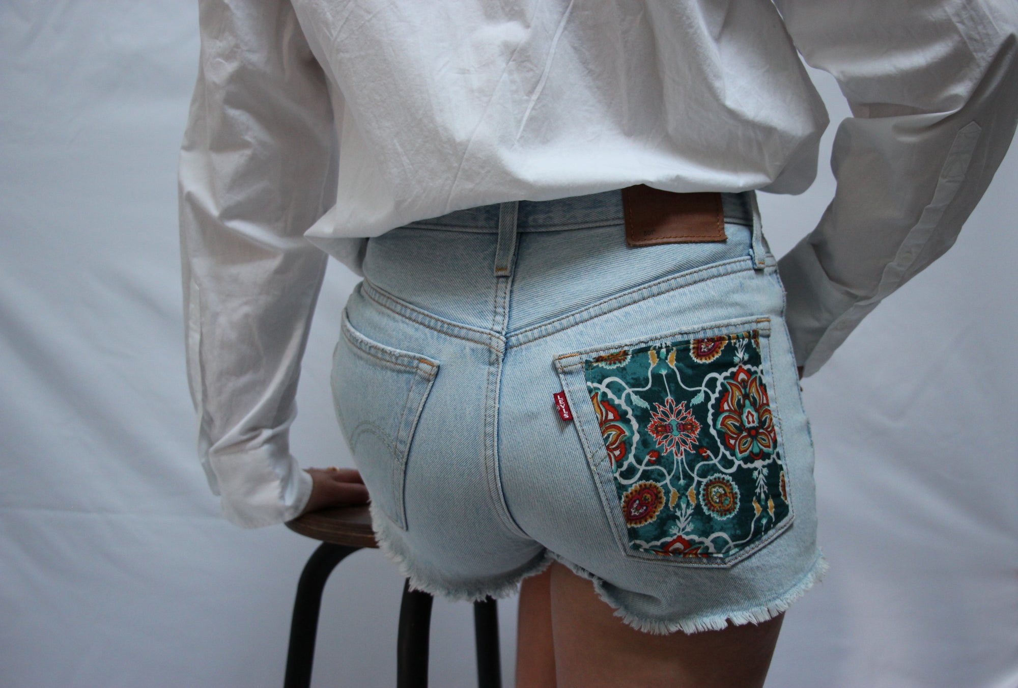 Short Levis 501 poche turquoise