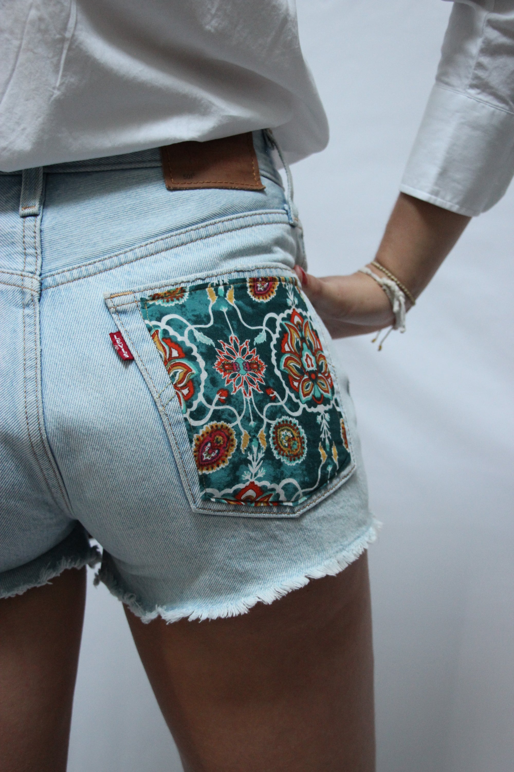 Short Levis 501 poche turquoise