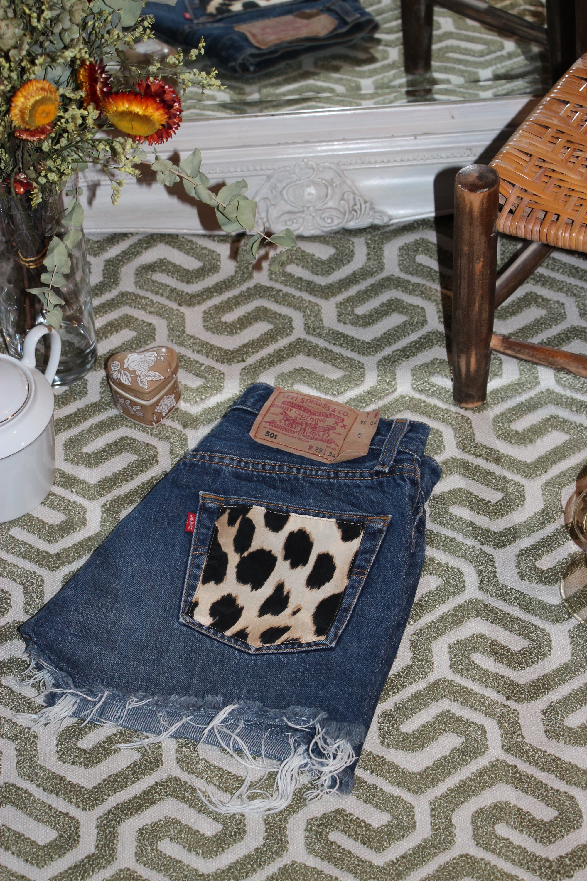 Short vintage Levis 501 poche léopard 