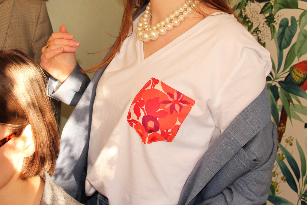 T-shirt empiecement foulard rouge 