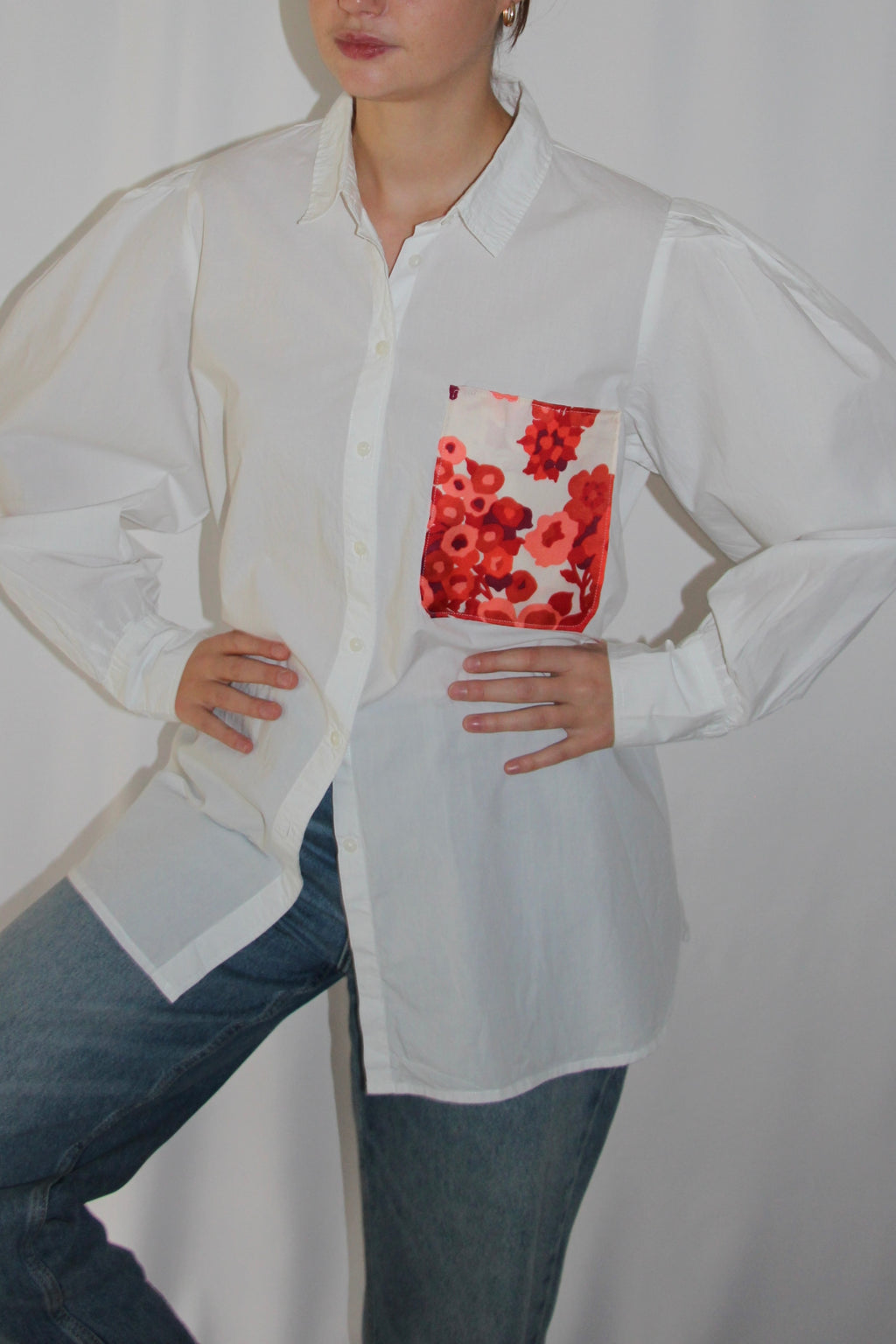 Chemise blanche poche upcyclée